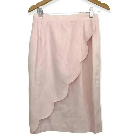Pink Scallop Skirt Faux Wrap Sz 10 Soft VTG 1980's - Picture 1 of 8